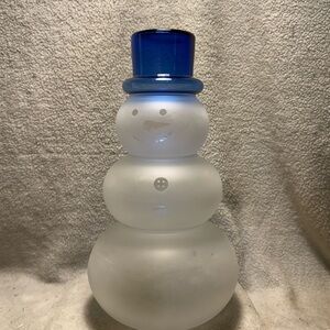 Frosted Glass Snowman with Blue Hat from Princess House . No chips or breaks